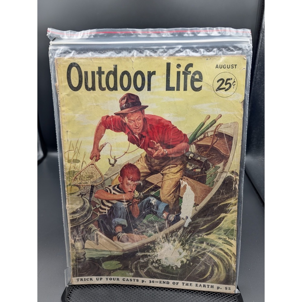 Outdoor Life Magazine 1953 August Fishing Boat Cover Hunting Fishing‎ Outdoors